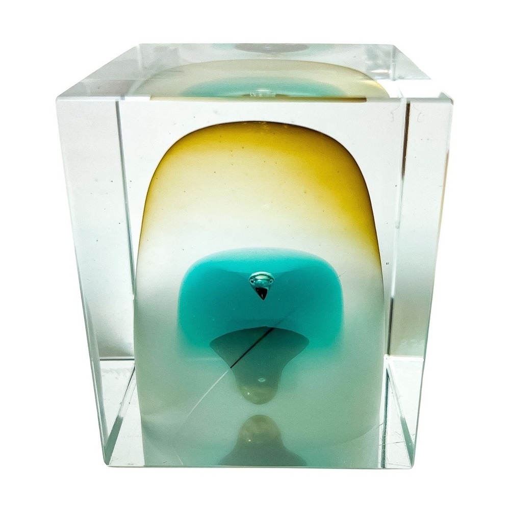 Oiva Toikka Annual Year Cube Nuutajärvi Iittala Finland Art Glass Paper Weight